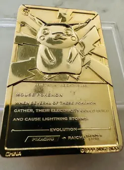 Pokemon 23 karat GoldPlated Trading Card 25 PIKACHU Burger King 1999 collectible - Image 2