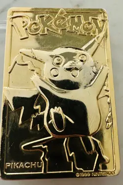 Pokemon 23 karat GoldPlated Trading Card 25 PIKACHU Burger King 1999 collectible - Image 3