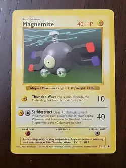 NM! Magnemite 53/102 Shadowless - Base Set Pokemon TCG Card WOTC 1999 - Image 1