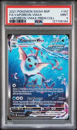 Pokemon Vaporeon VMAX SWSH182 Premium Collection Promo Full Art Card PSA 9 Mint - Image 1