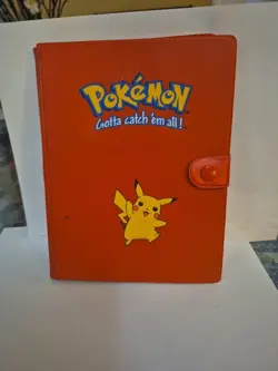 Vintage 1999 Pokemon Pikachu Red Binder TCG Album 30 Page Card Holder - Image 1