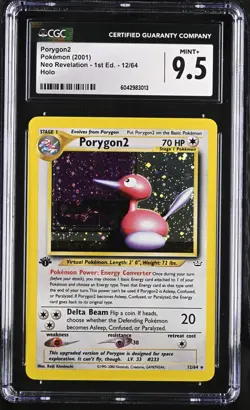 CGC 9.5 Porygon2 1st Edition Neo Revelation 2001 12/64 holo Pokemon graded card - Image 1