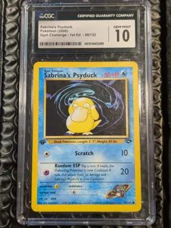 CGC 10 Sabrina's Psyduck 1st Edition Gym Challenge 99/132 graded Pokemon card - Image 1