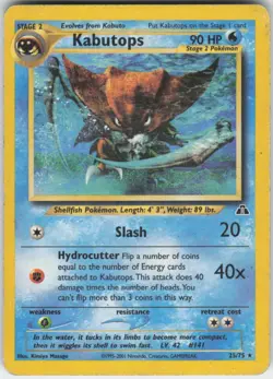 Pokemon TCG Kabutops (25) 25/75 Neo Discovery Rare card Unlimited HP - Image 1