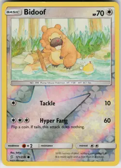 Pokemon Bidoof 171/236 SM - Unified Minds Reverse Holo card - Image 1