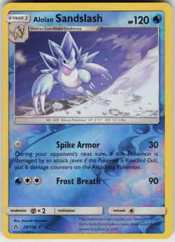 Pokemon Alolan Sandslash 29/156 SM - Ultra Prism Reverse Holo card - Image 1