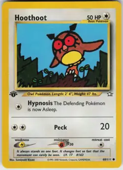 Pokemon TCG Hoothoot 060/111 Neo Genesis Common card 1st Edition LP - Image 1