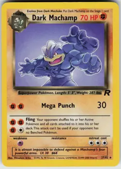 Pokemon TCG Dark Machamp (27) 27/82 Team Rocket Rare card Unlimited LP - Image 1