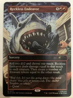 JAWS Reckless Endeavor FOIL Borderless MTG NM Secret Lair (2177) - Image 1