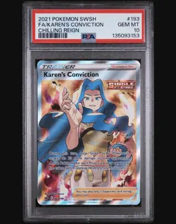 Pokemon Chilling Reign Karen's Conviction 193 PSA 10 - Image 1