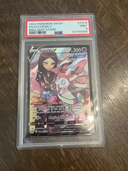 2022 POKEMON SWORD & SHIELD BRILLIANT STARS #TG14 FULL ART/SYLVEON V PSA 9 - Image 1