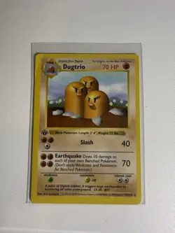 1999 Pokemon Base Set 1st Edition Dugtrio 19/102 Heavy Play - Image 1
