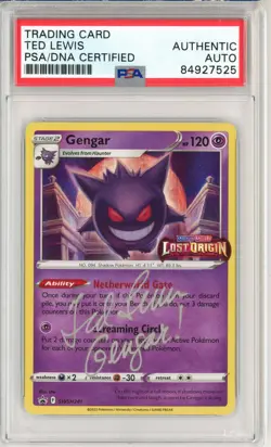 PSA Signed Ted Lewis Gengar SWSH241 Holographic Stamped Black Star Promo Pokemon - Image 1