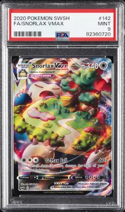 2020 POKEMON SWORD & SHIELD #142 FULL ART/SNORLAX VMAX PSA 9 - Image 1