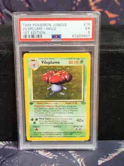 Pokemon Jungle Vileplume Holo #15 1ST Edition PSA 5 NEAR MINT CARD!! - Image 1