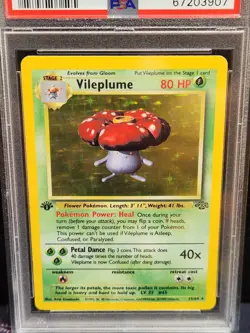 Pokemon Jungle Vileplume Holo #15 1ST Edition PSA 5 NEAR MINT CARD!! - Image 2
