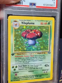 Pokemon Jungle Vileplume Holo #15 1ST Edition PSA 5 NEAR MINT CARD!! - Image 4