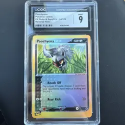 CGC 9 MINT Poochyena 2003 EX Ruby & Sapphire 64/109 Reverse Holo Pokemon Card - Image 1