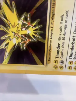 Pokemon TCG Zapdos Base Set Holo Unlimited Rare Card 16/102 - Image 2