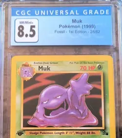 ✨Muk 1st Edition Fossil RARE Pokemon Card CGC 8.5 (9) NM/MINT+ #28/62 (1999)☢ - Image 2