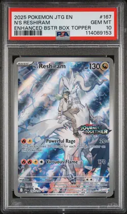 2025 POKEMON JOURNEY TOGETHER 167 N'S RESHIRAM BOX TOPPER PSA 10 - Image 3