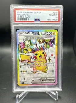 Pikachu ex 219/191 Ultra Rare Pokemon Surging Sparks 2024 PSA 10 - Image 1