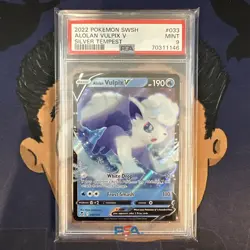 PSA 9 MINT 2022 Pokemon Silver Tempest ALOLAN VULPIX V #033 Ultra Rare Holo - Image 2