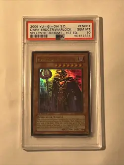 Yugioh PSA 10 Dark Eradicator Warlock Low Pop 1st Edition SD6-EN001 Ultra Rare - Image 1