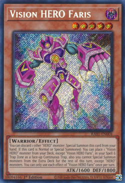 Vision HERO Faris - RA01-EN004 Secret Rare 1st Ed NM Yugioh - Image 1