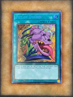 Yugioh Pot of Desires RA01-EN056 Secret Rare 1st Ed NM - Image 1