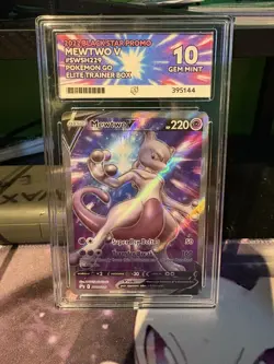 Pokemon TCG Mewtwo v SWSH229 Black Star Promo Card Ace Gem Mint 10 - Image 1