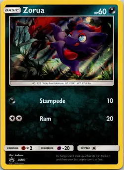 Zorua SM83 - Sun & Moon Black Star Promo Holo Pokemon TCG Card LP - Image 1