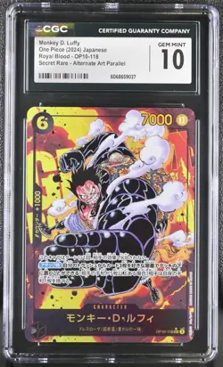 CGC GEM MINT 10 Monkey D. Luffy OP10-118 OP10 SEC Alt Japanese One Piece Card - Image 1