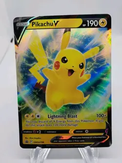 PIKACHU V Black Star Promo POKEMON Foil 2022 Trading Card SWSH198 NM - Image 1