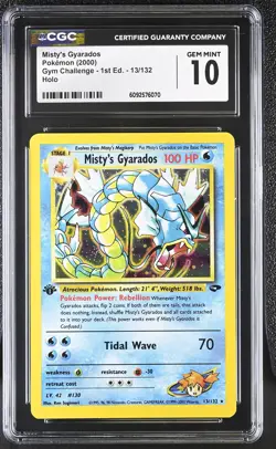 CGC 10 Misty's Gyarados Gym Challenge 1st Edition 13/132 Holo Pokemon Card - Image 1