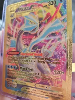 Kyurem VMAX Gold Foil Fan Art Textured Collector Pokemon Card HP 330 046/196 - Image 2