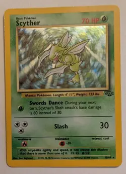 Pokemon Jungle Scyther Holo Rare Card 10/64 1999 Vintage Base Set WOTC B - Image 1