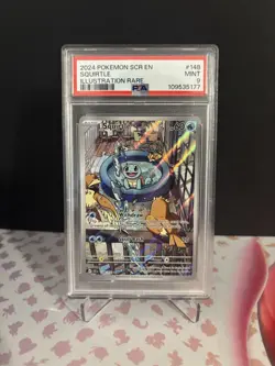 PSA 9 Squirtle 148/142 Pokemon Stellar Crown Full Art Rare Graded Card - Image 1