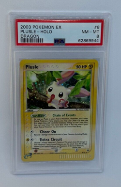 2003 Pokemon Plusle Holo Dragon #8 Ex Dragon PSA 8 Near Mint E-Reader Vintage - Image 1