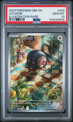2023 POKEMON OBF EN-OBSIDIAN FLAMES ILLUSTRATION RARE #209 LECHONK PSA 10 - Image 1