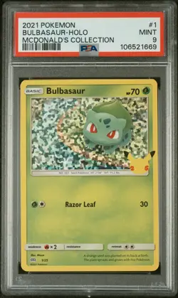 BULBASAUR 2021 POKEMON MCDONALDS COLLECTION #1 HOLO PSA 9 💎 💎 💎 - Image 1