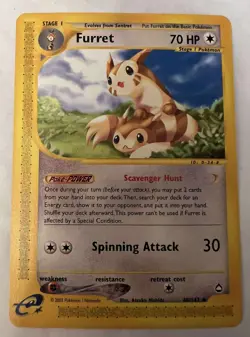 POKEMON AQUAPOLIS NON HOLO FURRET CARD 48/147 - Image 1