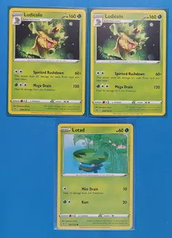 2x Ludicolo 009/192, 2x Lombre 008/192, 4x Lotad 007/192 Pokemon Rebel Clash NM - Image 1