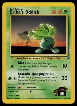 Erika's Oddish - 78/132 - Pokemon Card Gym Heroes Common - NM - Image 1