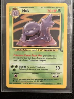 Pokemon TCG Muk Fossil Holo Card 13/62 Unlimited Holo Rare Vintage 1999 M/NM - Image 1