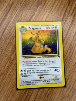 Pokemon TCG Dragonite Fossil Holo Unlimited Rare Card 4/62 1999 WOTC Vintage - Image 1