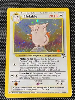 Clefable 5/130 Swirl Base Set 2 Holo Rare Pokemon Card WOTC NM-LP - Image 1