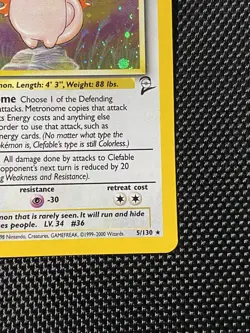 Clefable 5/130 Swirl Base Set 2 Holo Rare Pokemon Card WOTC NM-LP - Image 4