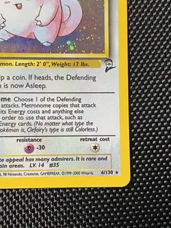 Clefairy 6/130 Base Set 2 Swirl Holo Rare Unlimited Pokemon Card TCG - LP/NM - Image 4