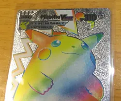 Pikachu Vmax Rainbow FAN ART CARD Silver Foil Pokemon Card HP310 - Image 2